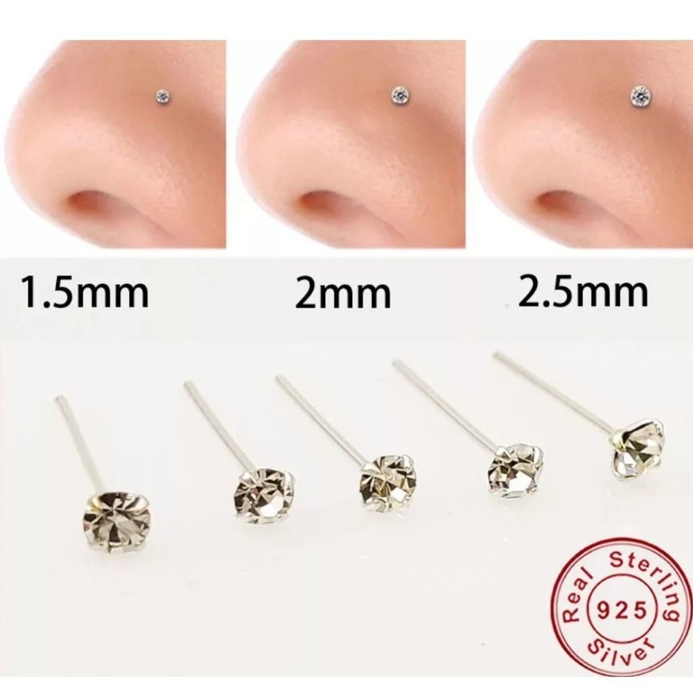 Nose Ring Sterling Silver 2.0mm Stone